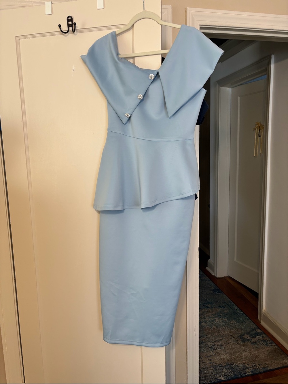SHEIN Light Blue Peplum Midi Dress
